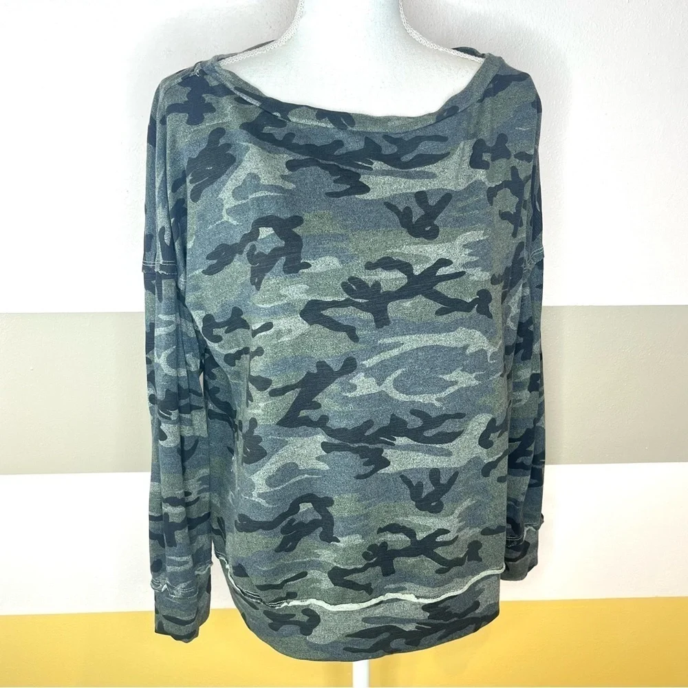 Sundry Green Ragen Camo Camouflage Grunge Western Soft Casual Lounge Sweatshirt - Picture 2 of 15